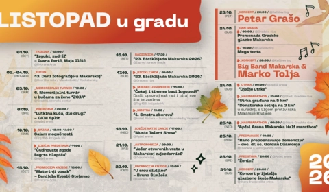 Dan grada uz Petra Grašu, Big Band Makarska i Marka Tolju, bogat program tijekom cijelog listopada
