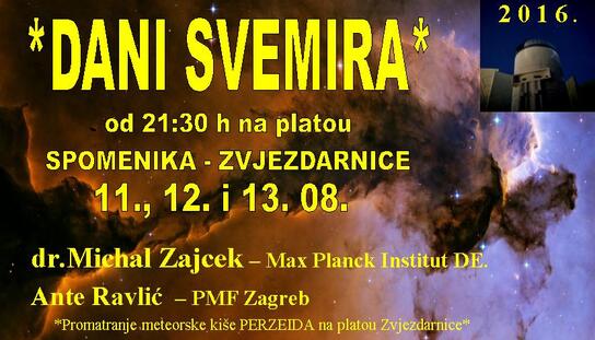 Peti po redu Dani svemira započinju 11. kolovoza