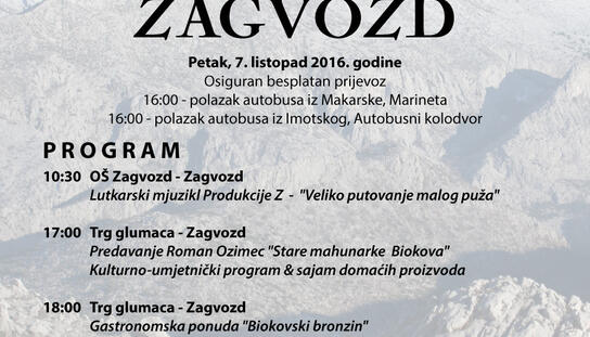 Obilježavanje 35. obljetnice Parka prirode Biokovo 7. listopada u Zagvozdu
