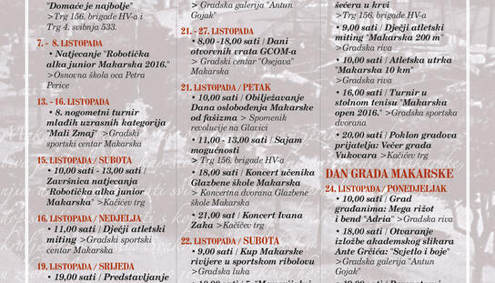 Program obilježavanja Dana grada Makarske 2016.