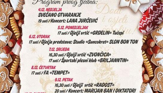 Sedmo izdanje tradicionalne božićno-novogodišnje manifestacije: Svečano otvaranje Božićnog grada u nedjelju 4. prosinca