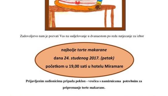Natjecanje za izbor najbolje torte makarane 24. studenog: Pridružite nam se i ove godine u kulturno – zabavnom i natjecateljskom programu!