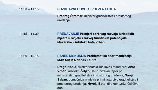 Turistička zajednica grada Makarske: Konferencija ''Turizam i urbanizam'' 4. lipnja u hotelu Park