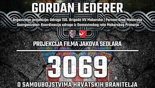 U organizaciji Udruge 156. brigade HV-a: u petak u hoteli Miramare dokumentarni film Jakova Sedlara ''3069''
