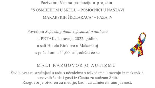 S osmijehom u školu: Mali razgovor o autizmu 1. travnja u hotelu Biokovo